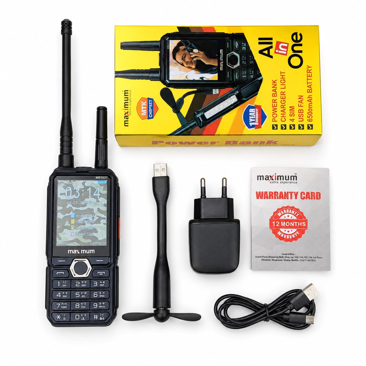 Maximum MB3031 Antenna | 4 SIM, 6500mAh Battery