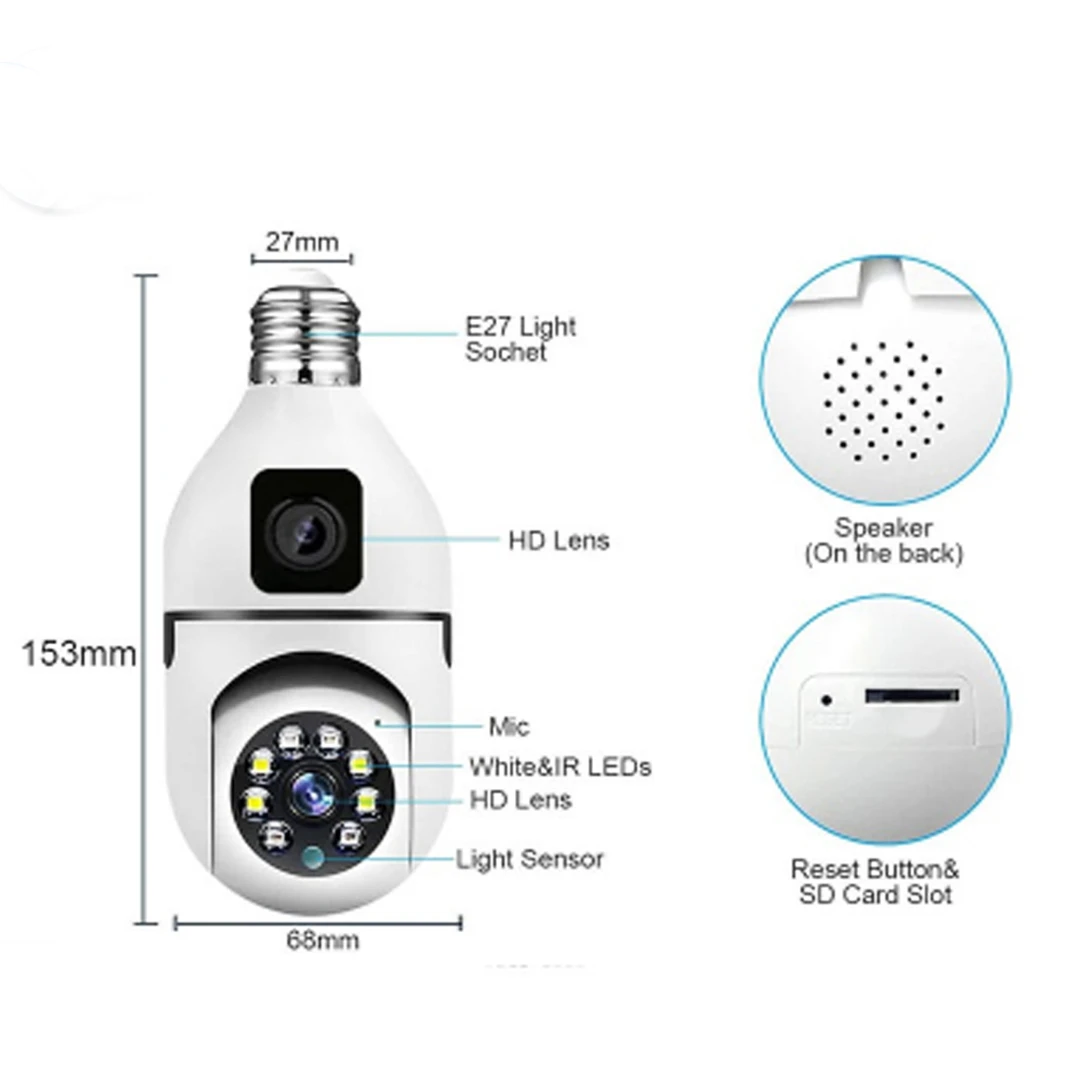 V380 SQ002 3MP Wi-Fi IP Bulb Camera